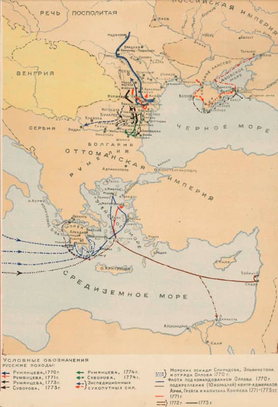 карта русско-турецкая война 1788-1774